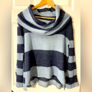 Alpaca Wool Urban Outfitters London Cowl Turtleneck Sweater Blue Striped